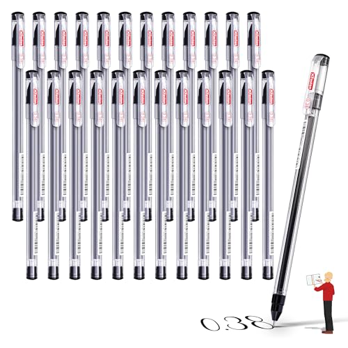 XFasten Extra Fine Point Pens 0.38mm 24-Pack Japanese-Style Fine Tip Gel Ink Ballpoint Pen Black, Smooth Ink Flow, Smudge-Free, Quick-Drying, No Smear for Journaling, Note-Taking, Office, and School - Image 1