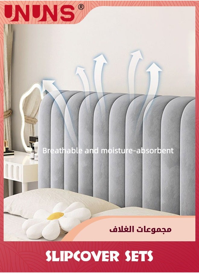 UNUNS Headboard Covers,Stretch Bed Headboard Slipcover,Small Square Dustproof Protector Cover,Upholstered Headboard For Queen Size Bed,180CM  - Image 3