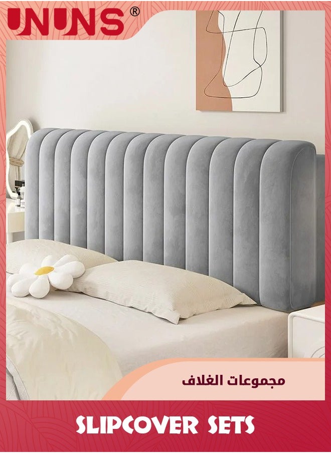 UNUNS Headboard Covers,Stretch Bed Headboard Slipcover,Small Square Dustproof Protector Cover,Upholstered Headboard For Queen Size Bed,180CM  - Image 2