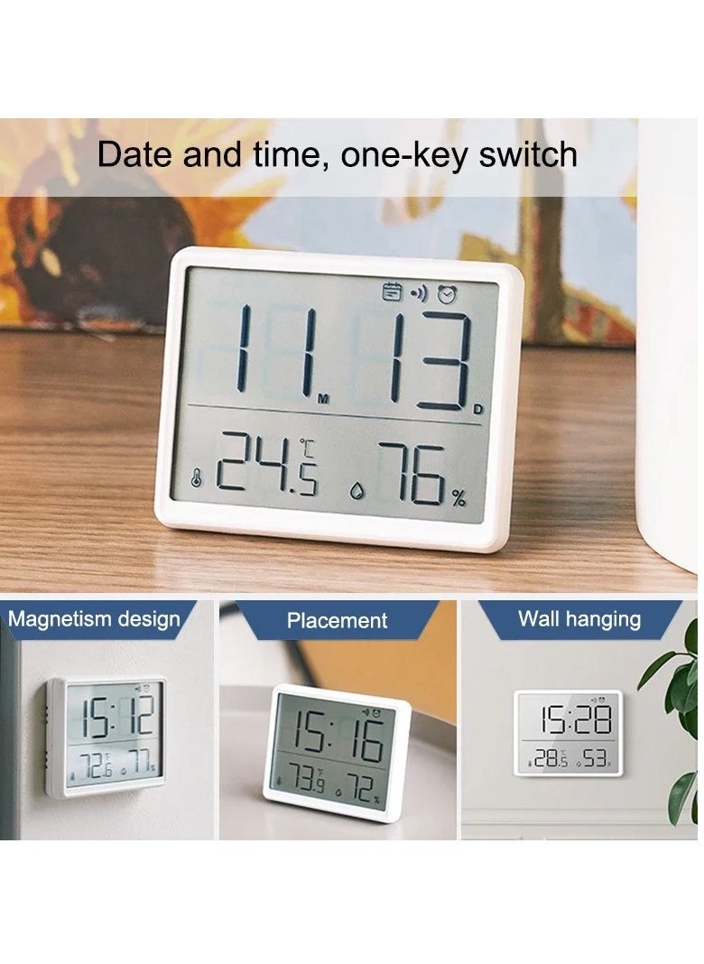 Digital Alarm Clock, with Temperature Humidity Screen Sensory Wall Multifunctional, Ultra Thin Electronic Clock