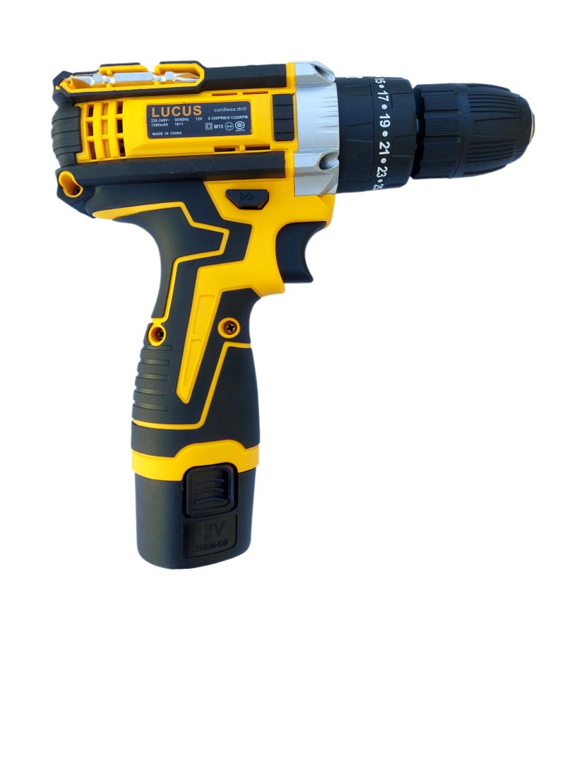 LUCUS Impact Cordless Drill 12V Set with 2 Lithium Ion Batteries - Image 3