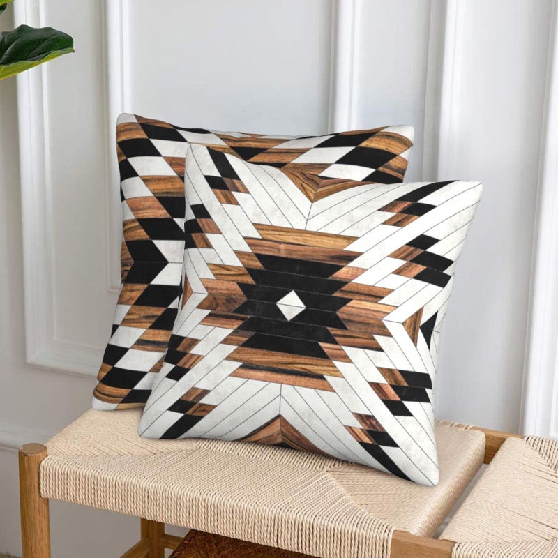 Poream Tribal Aztec Western Wooden Native American Indian Farmhouse Throw Pillow Covers 18x18 in Pillow Case Soft Cushion Pillow Covers Set of 2 for Sofa Bed Bedroom Living Room Home Decor - Image 4