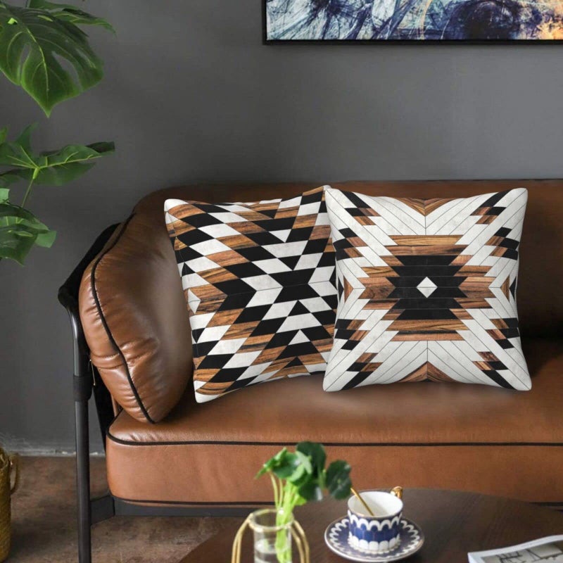 Poream Tribal Aztec Western Wooden Native American Indian Farmhouse Throw Pillow Covers 18x18 in Pillow Case Soft Cushion Pillow Covers Set of 2 for Sofa Bed Bedroom Living Room Home Decor - Image 3