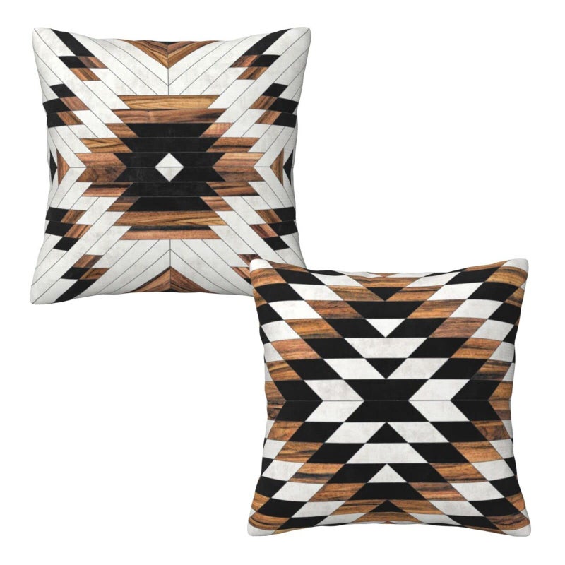 Poream Tribal Aztec Western Wooden Native American Indian Farmhouse Throw Pillow Covers 18x18 in Pillow Case Soft Cushion Pillow Covers Set of 2 for Sofa Bed Bedroom Living Room Home Decor - Image 2