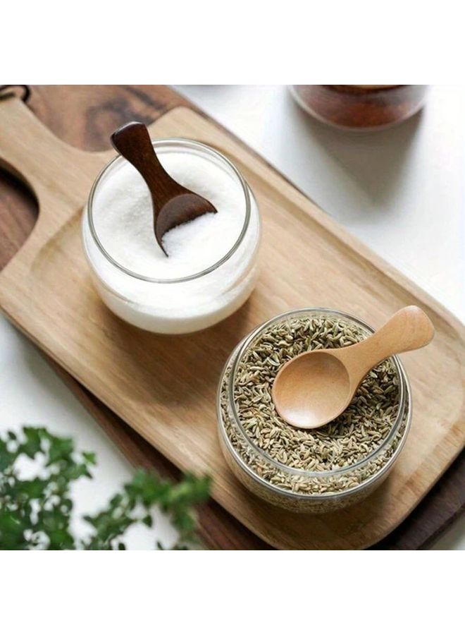 Brown Mini Wooden Spoons 4pcs Small Spice Sugar Coffee Tea Scoop Kitchen Gadgets - Image 3