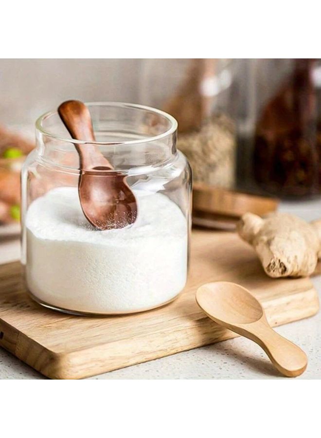 Brown Mini Wooden Spoons 4pcs Small Spice Sugar Coffee Tea Scoop Kitchen Gadgets - Image 4