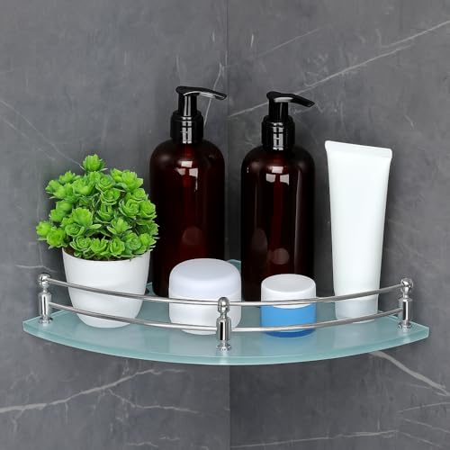 FORTUNE Glass Corner Shelf/Bathroom Shelf/Multipurpose Shelf/Living Room Corner Shelf/Wall Mount Bathroom Shelves (Frosted) (9 x 9 Inch) - (Pack of 2) - Image 4
