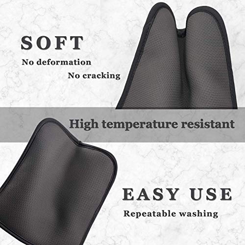 YEKOO Cotton and Neoprene Oven Pads Pot Holder with Pocket 8"x8.5" Dual-Function Hot Pad Set for Finger Hand Wrist Protection Heat Resistant to 428°F Black - Image 5
