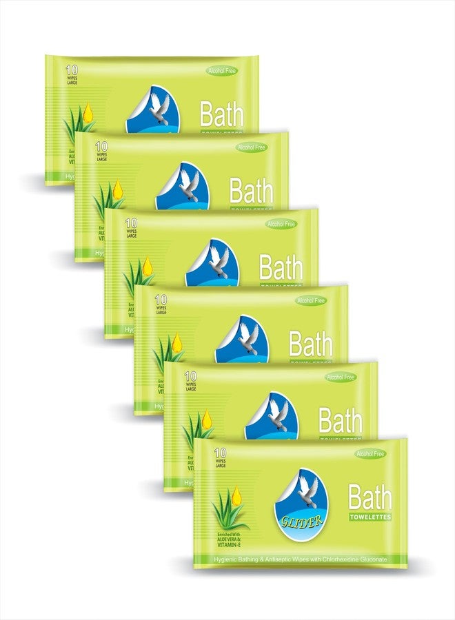 Glider Bed Bath Wipes, Enriched with Aloe Vera and Vitamin E(Pack of 6 (60 Wipes) - Image 1