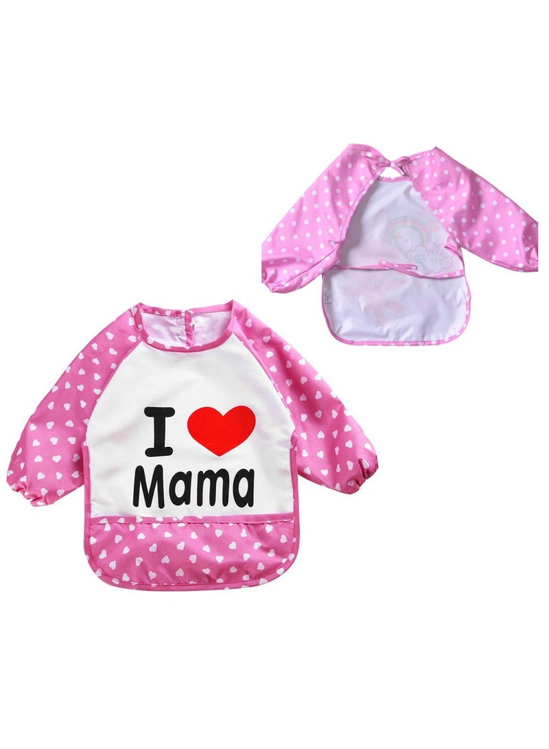 Waterproof Full-Sleeved Baby Bib I Love Mama Design - Image 1