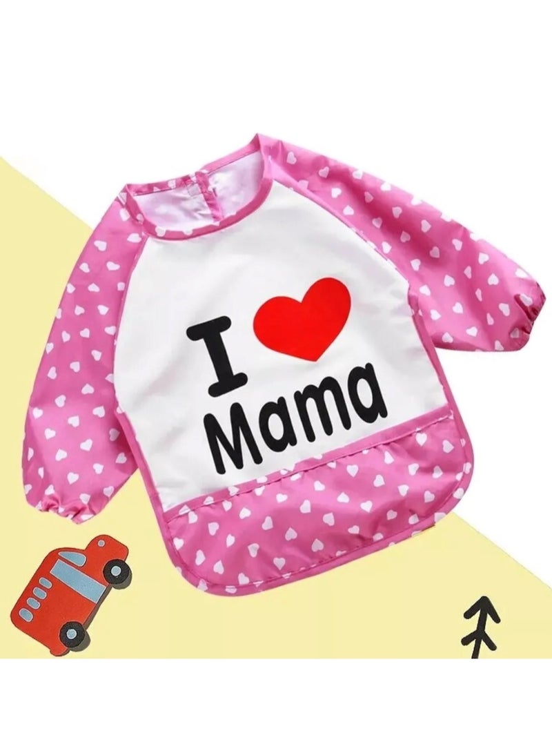 Waterproof Full-Sleeved Baby Bib I Love Mama Design - Image 4