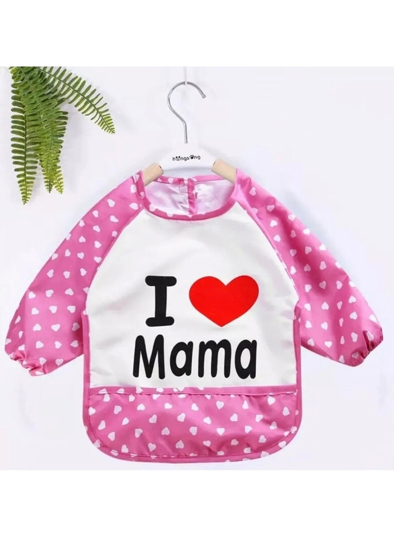 Waterproof Full-Sleeved Baby Bib I Love Mama Design - Image 5