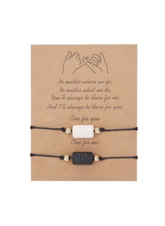 نيبمينينت Hot- Personalized Geometry 8-character Volcanic Stone Sunflower 2 Woven Adjustable Couple Lucky Paper Card Bracelet 