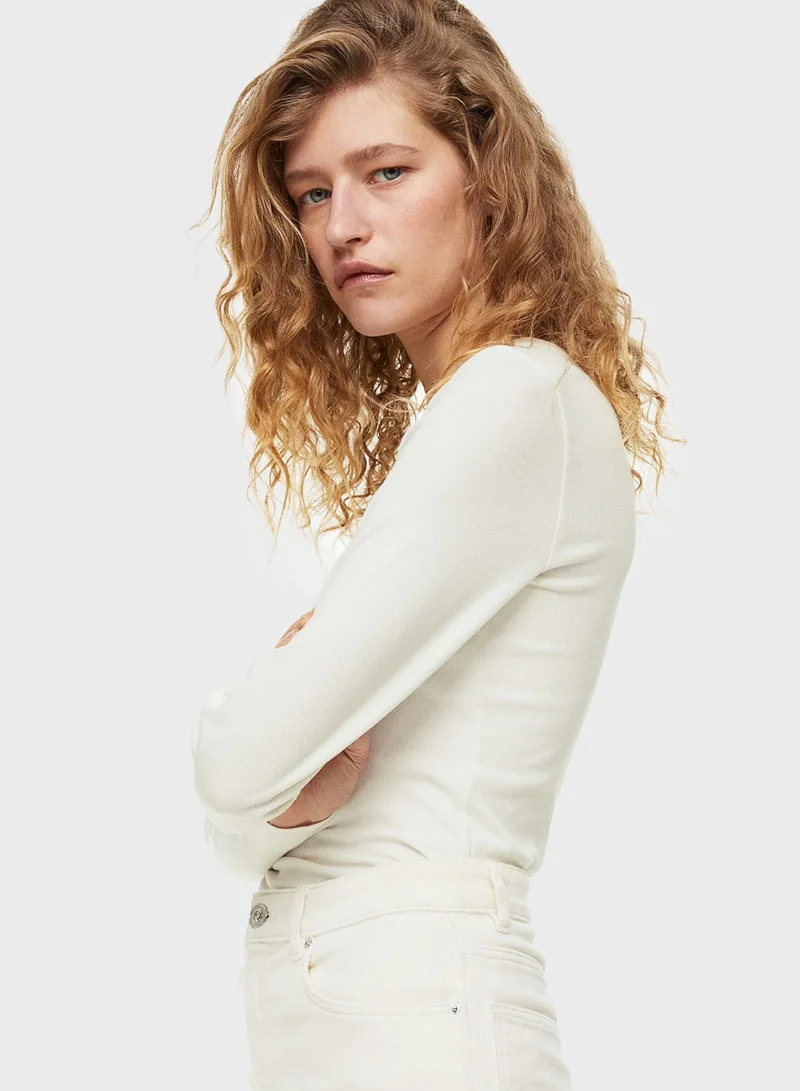 H&M Ribbed Round Neck Top