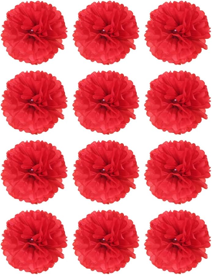 زهور ورقية حمراء 12 قطعة ديكور حفل زفاف إكسسوارات حفلات خلفية تنسيق للمهرجانات أعياد الميلاد التخرجات - Image 1