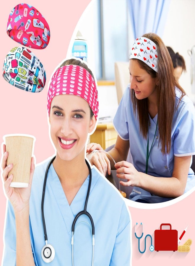 Jexine 12 Pcs Nurse Headbands for Women, Non Slip Nursing Headbands with Buttons for Mask Work Accessories Elastic Ear Protection Hair Bands Gift for Spa Yoga Sports(Stylish) - Image 3