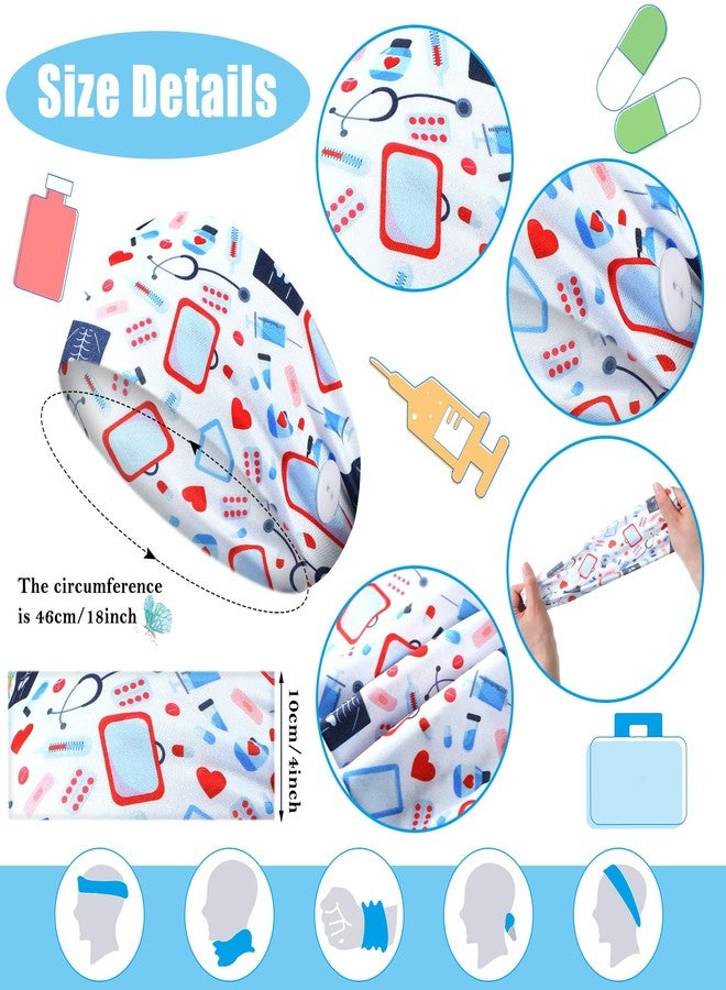 Jexine 12 Pcs Nurse Headbands for Women, Non Slip Nursing Headbands with Buttons for Mask Work Accessories Elastic Ear Protection Hair Bands Gift for Spa Yoga Sports(Stylish) - Image 2