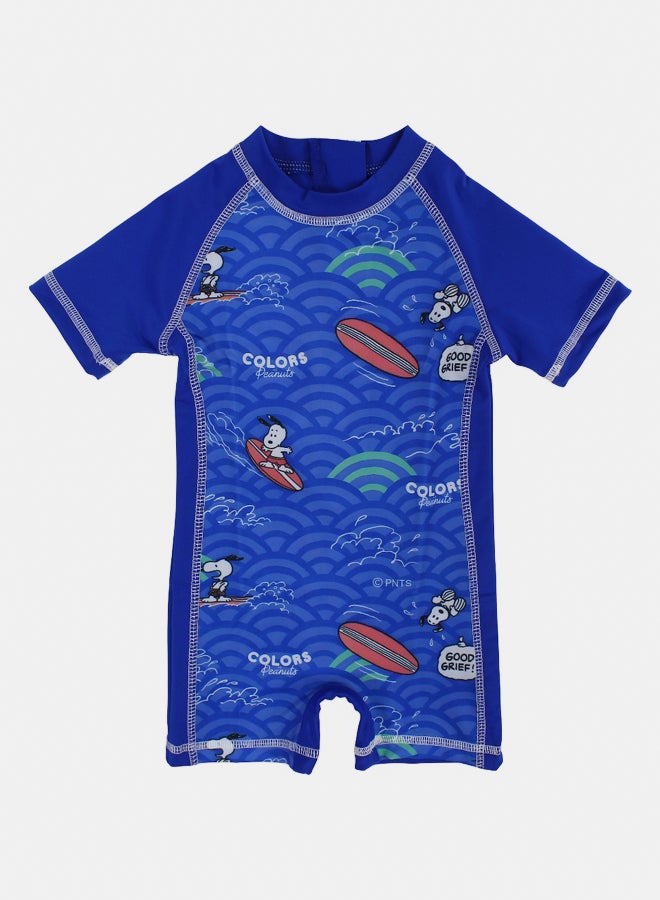آي وير I.Wear ملابس السباحة العامة للأولاد - أزرق مع طباعة Surfing Snoopy  - Image 1