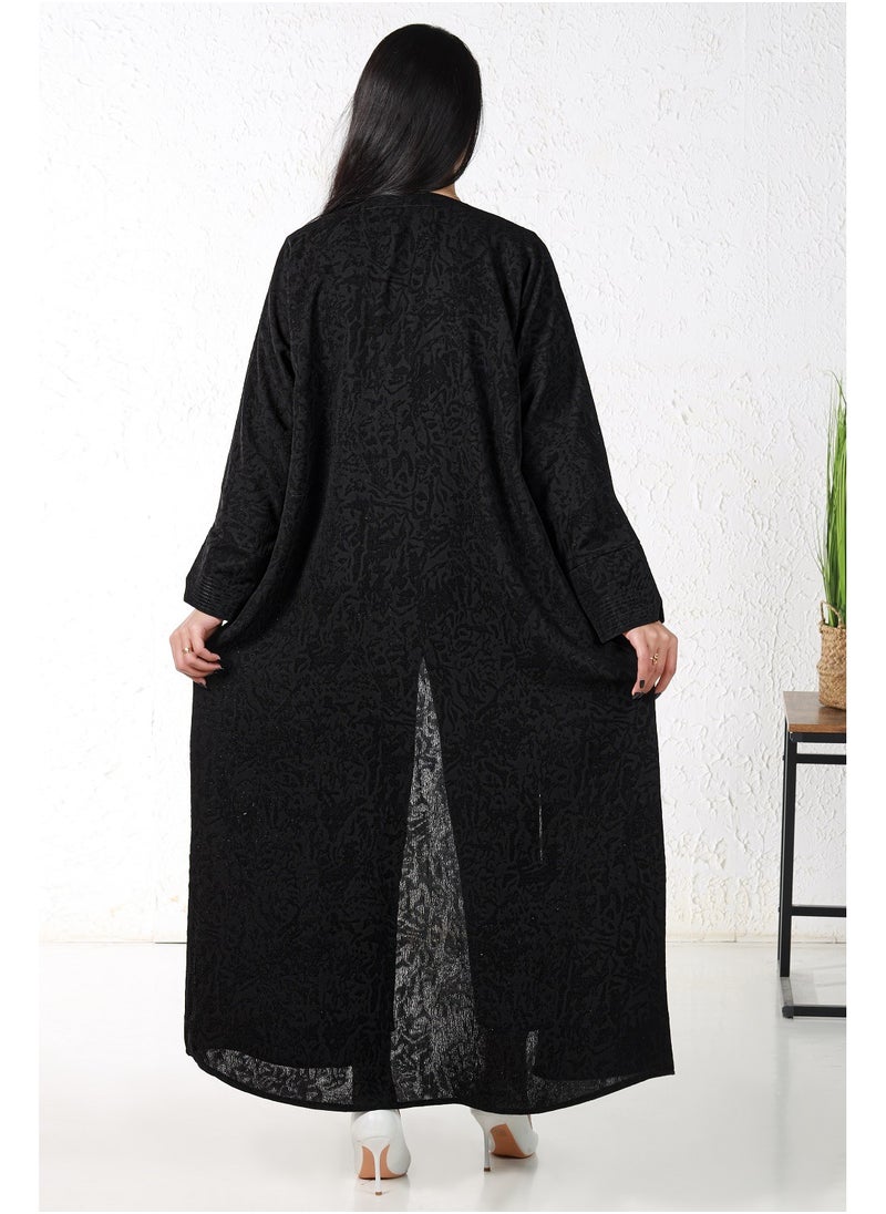 Gaiyda - Black abaya with floral fabric - Image 1