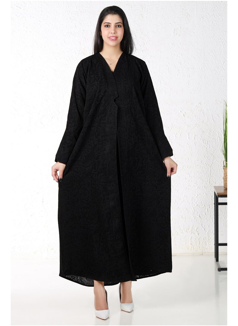 Gaiyda - Black abaya with floral fabric - Image 1