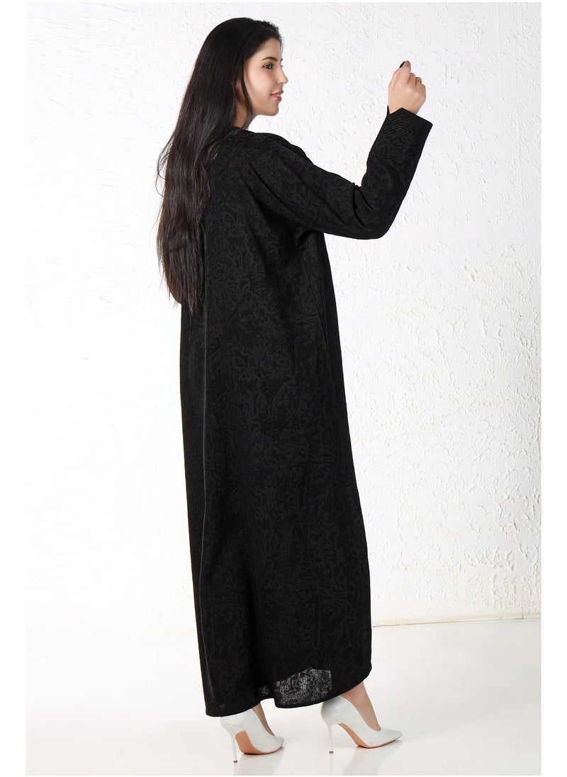 Gaiyda - Black abaya with floral fabric - Image 1