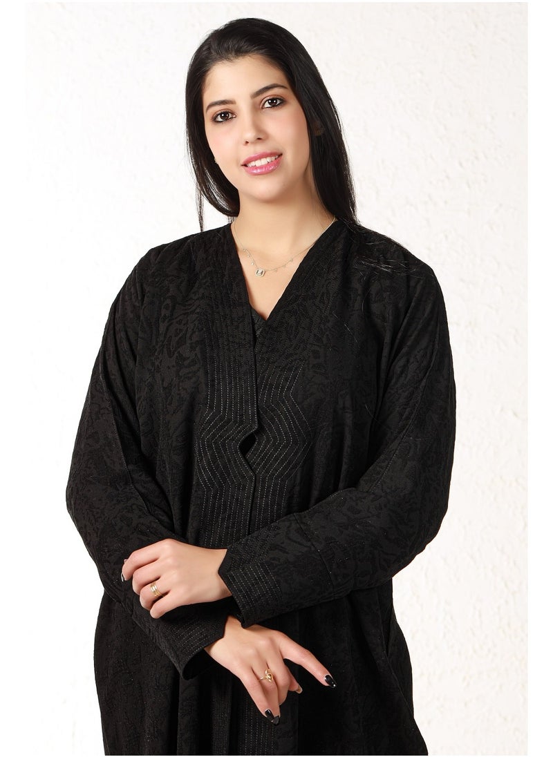 Gaiyda - Black abaya with floral fabric - Image 1