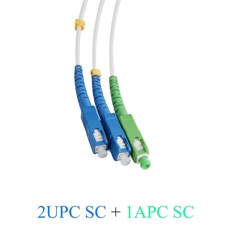 Fiber Optic Wire 2UPC+1APC SC Optical Pigtail 3-Core Single-Mode Simplex Indoor Patch Cord Cable 3Meters/10M/20M/30M/40M(40M) - Image 4