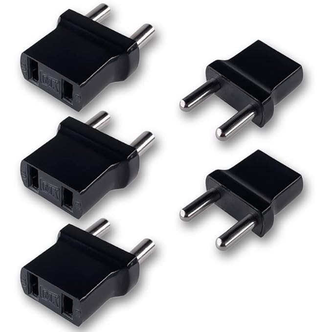 Universal Conversion 2 Pin Flat Plug Japan China Taiwan ThailandThailand Europe Italy Indonesia and Korea to India Type D 94 Pack of 5  - Image 2