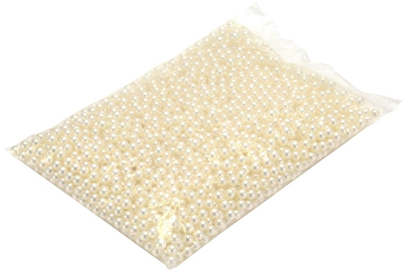 Sooyee Art Faux Pearls 2100Pcs 6mm Ivory Loose Beads no Hole for Vase Fillers Hold Brush Lipstick Eyeliner Table Scatter Wedding Birthday Party Home Decoration