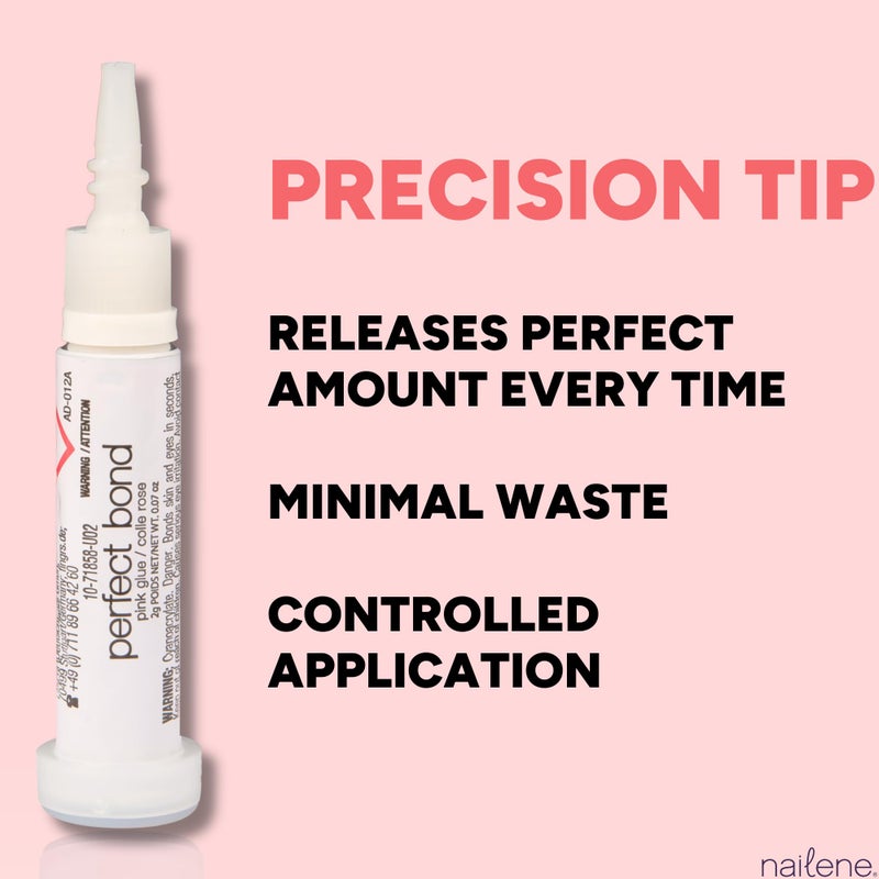 Nailene Perfect Bond Nail Glue - Durable, Easy to Apply False Nail Glue – Repairs Natural Nails – Quick-Drying Nail Adhesive Lasts Up to 7 Days - Pink Tint - 2 g/0.07 oz - 2 Pack - Image 2