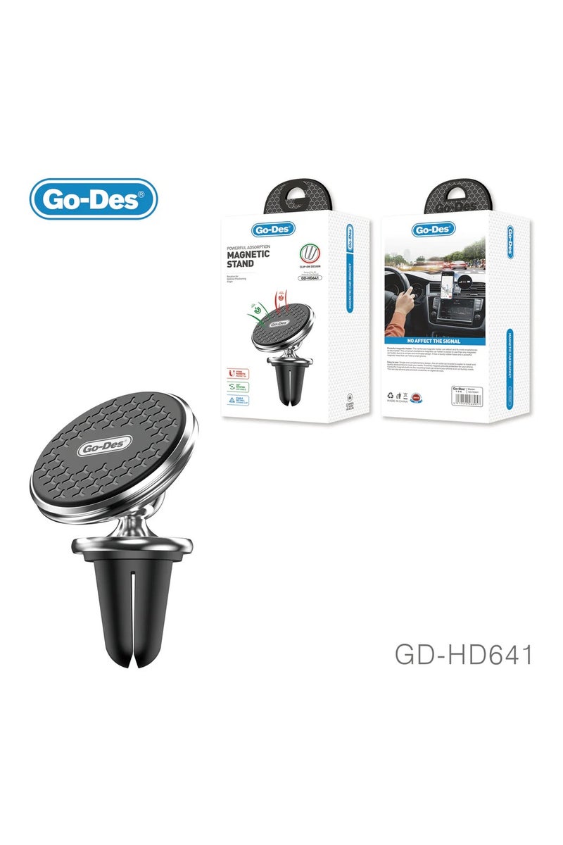 GO-DES 360° Magnetic Car Phone Holder Air Vent Mount with Strong Magnets One-Hand Operation with Anti-Scratch Pad Universal Fit - Image 1