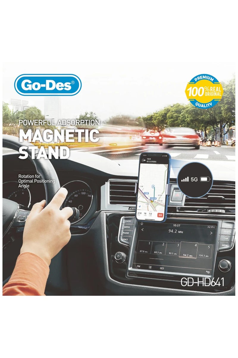 GO-DES 360° Magnetic Car Phone Holder Air Vent Mount with Strong Magnets One-Hand Operation with Anti-Scratch Pad Universal Fit - Image 2