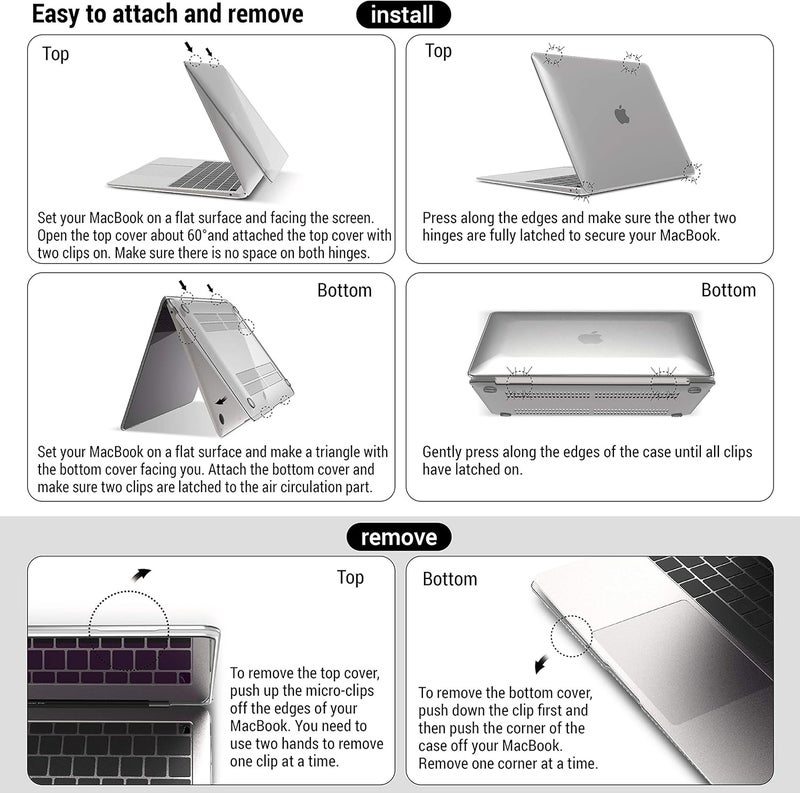 I Benzer Compatible with New MacBook Air 13 inch Case 2022 2021 2020 M1 A2337 A2179 A1932, Plastic Hard Shell Case with Keyboard Cover for Mac Retina Display with Touch ID, Black Marble, MAT13-BKMB+1 - Image 5