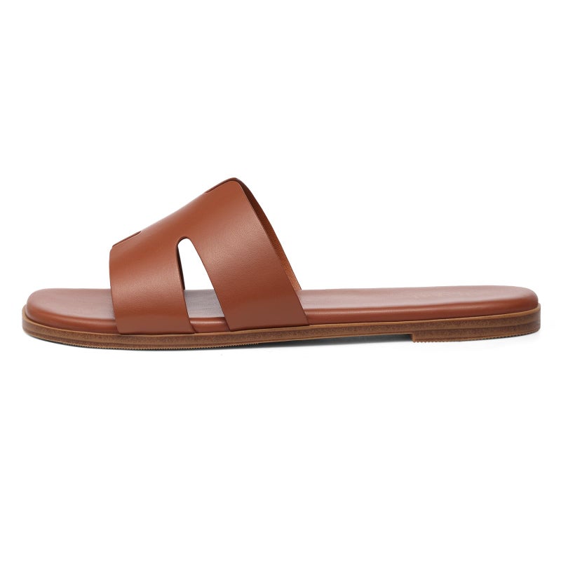 KIDMI Women's Dressy Flat Sandals, Comfortable Slip On Summer Slides, Fashion Open Toe Casual Sandals, Brown 8 - Image 5