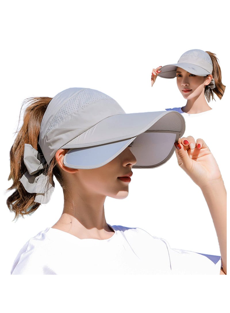 Excefore Wide Brim Visor Hat for Women, Golf Visor Cap Sun Protection Hat for Beach Garden Tennis Running Sunshade Hat - Image 1