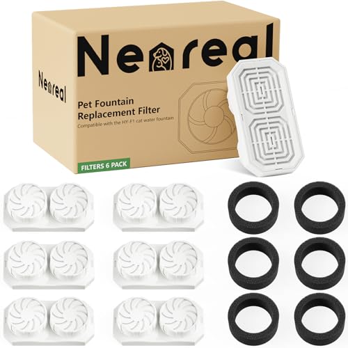 Neareal Official 6Pack Replacement Filters and PreFilter Sponges for 108 oz 32 L Stainless Steel Cat Water Fountain - Image 1