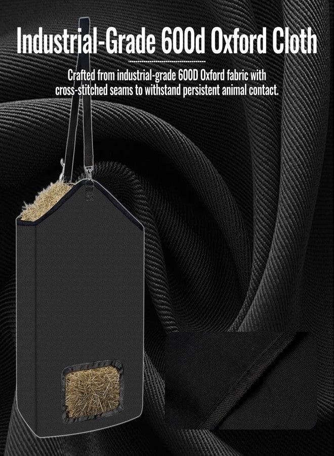 ESMING 2Pcs 600D Oxford Hanging Hay Feeder Bag Compatible with Horses Donkeys Cows Llamas Ostriches or Other Animals Suitable for Indoor/Outdoor use Black - Image 4