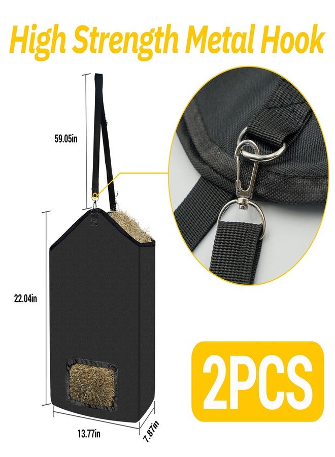 ESMING 2Pcs 600D Oxford Hanging Hay Feeder Bag Compatible with Horses Donkeys Cows Llamas Ostriches or Other Animals Suitable for Indoor/Outdoor use Black - Image 3