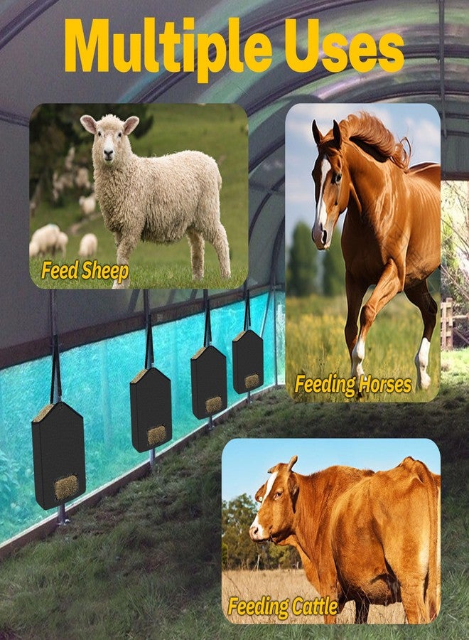 ESMING 2Pcs 600D Oxford Hanging Hay Feeder Bag Compatible with Horses Donkeys Cows Llamas Ostriches or Other Animals Suitable for Indoor/Outdoor use Black - Image 2