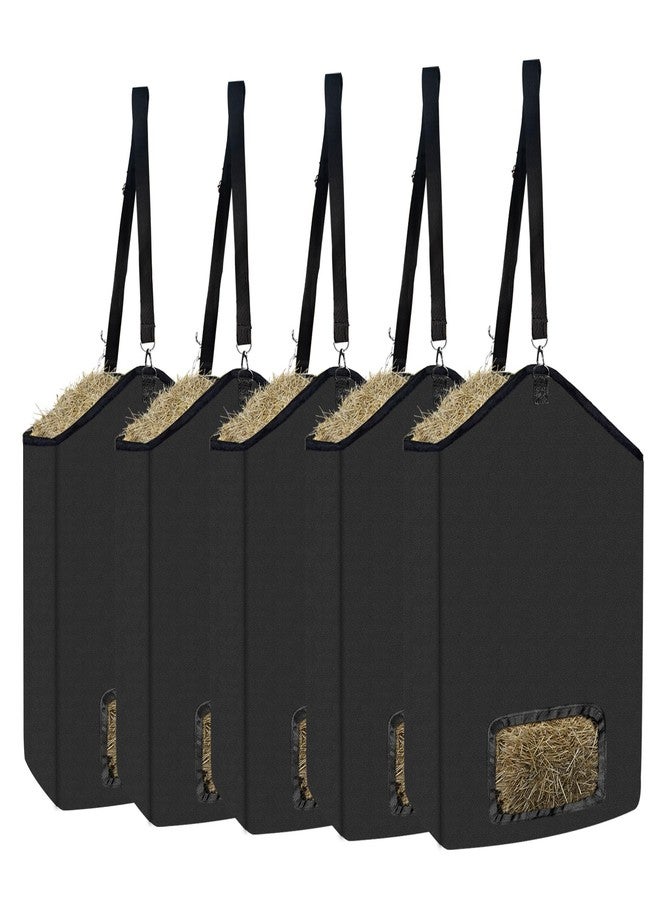 ESMING 2Pcs 600D Oxford Hanging Hay Feeder Bag Compatible with Horses Donkeys Cows Llamas Ostriches or Other Animals Suitable for Indoor/Outdoor use Black - Image 1