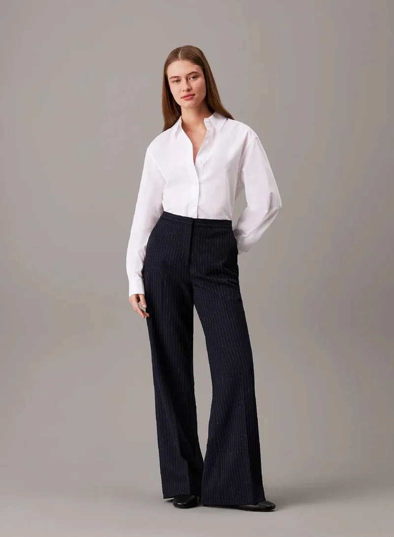 Calvin Klein Bright White Cotton Poplin Shirt for Women | Best Price UAE