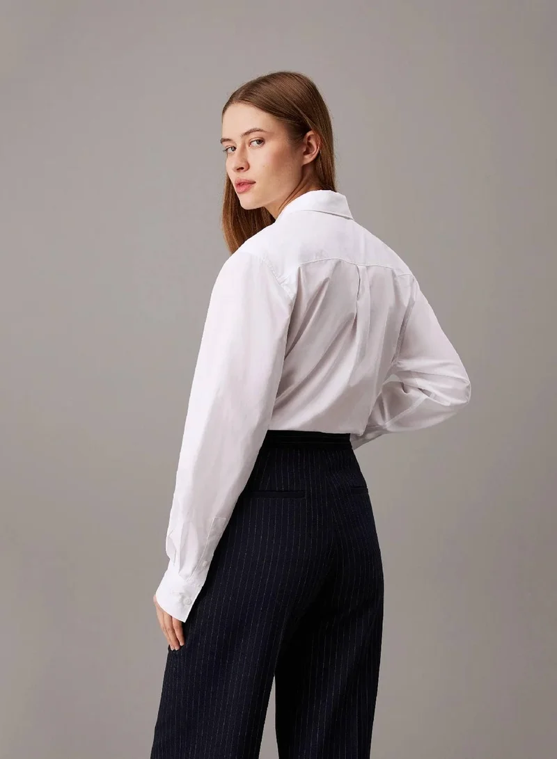 Calvin Klein Bright White Cotton Poplin Shirt for Women | Best Price UAE