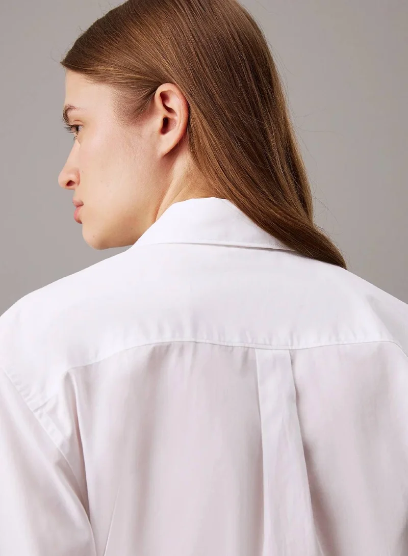 Calvin Klein Bright White Cotton Poplin Shirt for Women | Best Price UAE