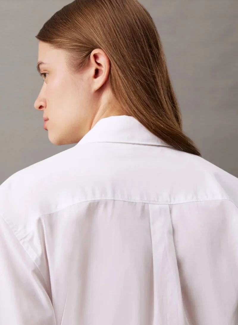 Calvin Klein Bright White Cotton Poplin Shirt for Women | Best Price UAE