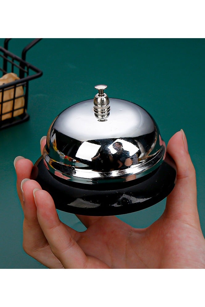 Desk Bell Stainless Steel Hand Service for Kitchen Hotels Schools Restaurants Reception Areas Warehouse Bells Customized Important Dishes Anti-Rust Cute Sound,Silver - Image 2