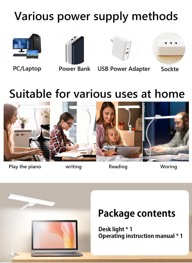 LOOPITYS - LED Desk Lamp for Office Home  EyeCaring Architect Task Lamp 30 Lighting Modes Adjustable Flexible Gooseneck Clamp Light for Workbench Drafting Reading Study English instruction manual - Image 1