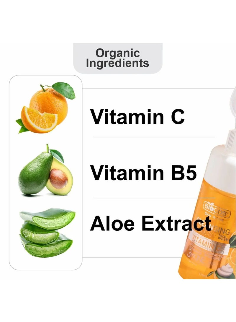 BIOCOS COSMETICS غسول وجه فيتامين سي من بيكوس مع الألوة فيرا وفيتامين ب5، منظف مرطب للوجه، 120 مل، عبوة من 2 - Image 4