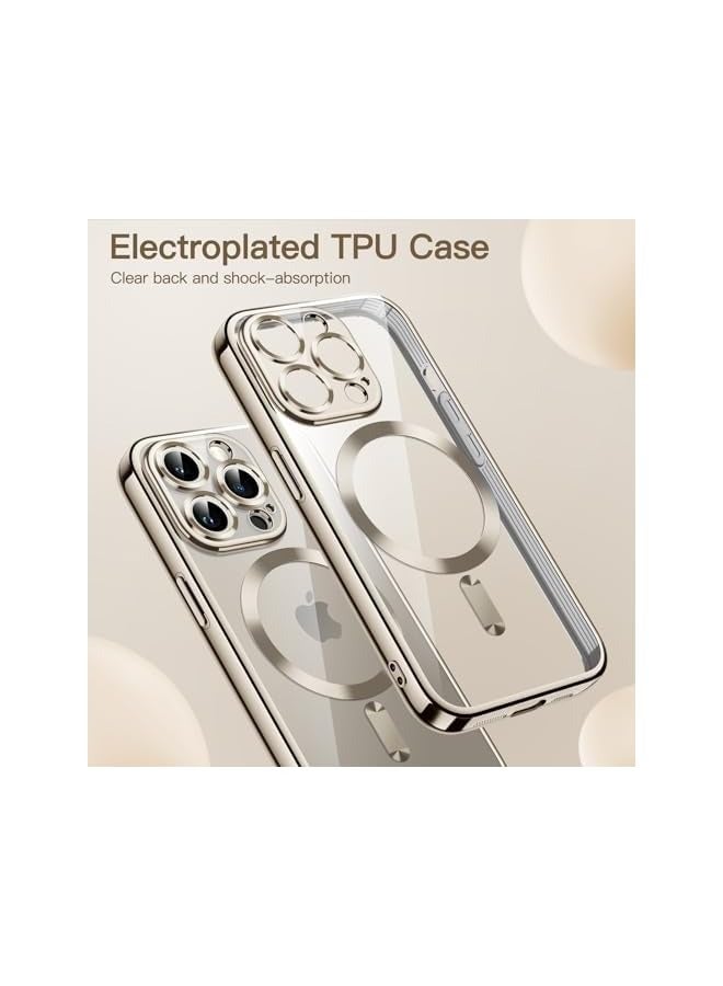 جي تيك حافظة JETech ناعمة وشفافة لهاتف iPhone 15 Pro Max مقاس 6.7 بوصة، حماية كاملة لعدسة الكاميرا، متوافقة مع الشحن اللاسلكي MagSafe، غطاء هاتف TPU مطلي بالكهرباء مقاوم للصدمات (تيتانيوم طبيعي) - Image 3