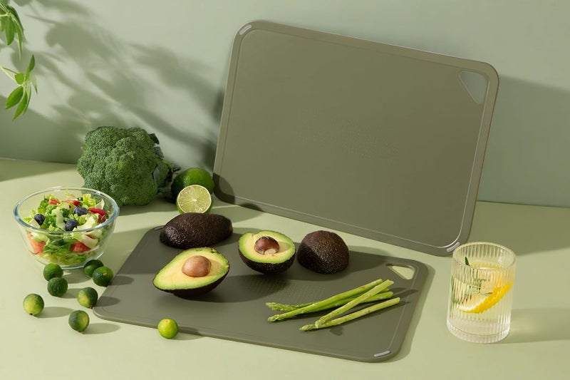thetchry Plastic Cutting Board Set,Cutting Boards for Kitchen BPA Free, Large-Small Chopping Boards Set of 3 Non-Slip for Cooking Camping Dishwasher Safe, Reversible, with Grip Handle, 15"×10"×0.6" - Image 5