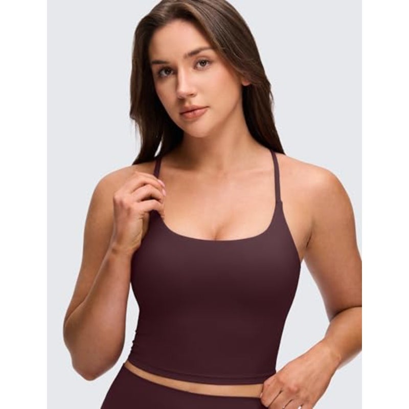 تيشيرتات بأكمام قصيرة من Butterluxe Twist Cross Back للنساء – حمالات قابلة للتعديل مزودة بوسادات، حمالات رياضية طويلة لليوغا - Image 3